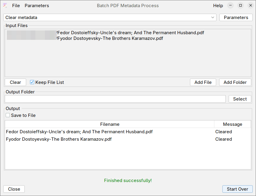 Batch Clear Metadata Success