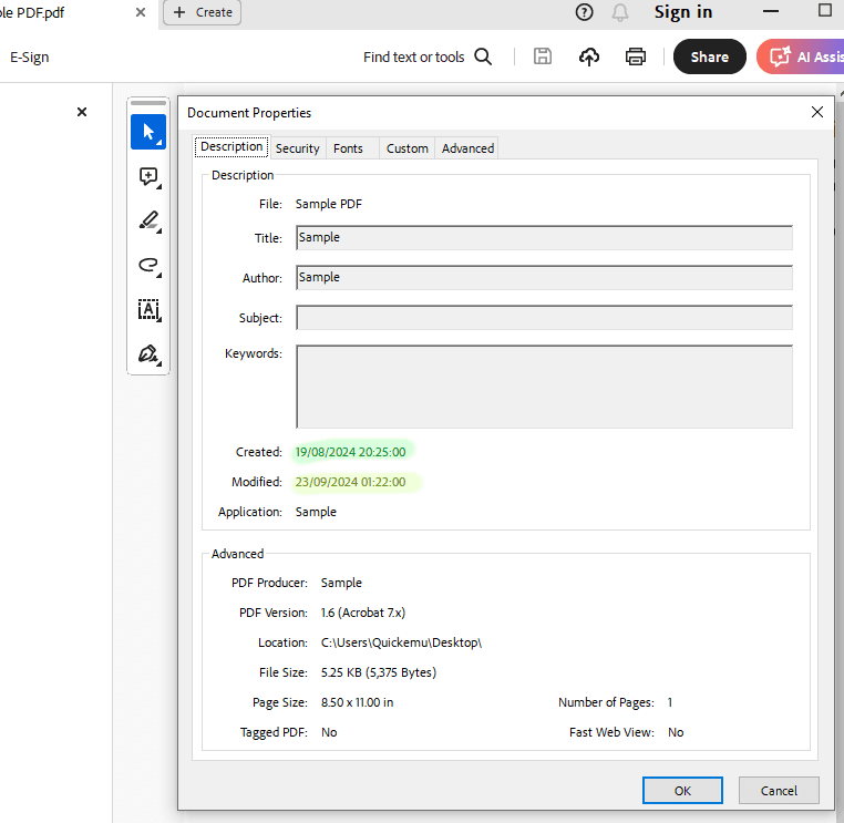 Pdf Document Properties