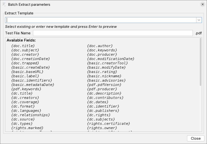 Batch extract parameters