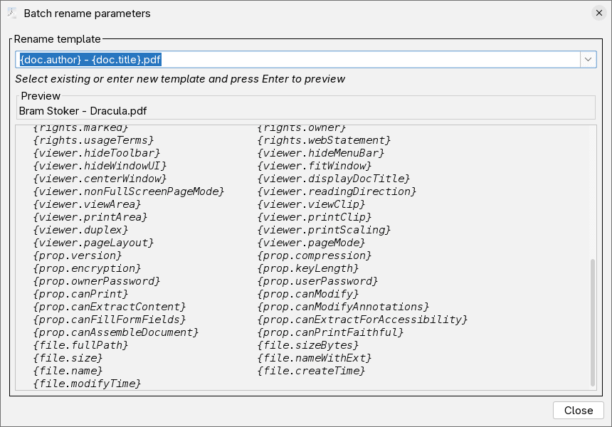 Batch rename parameters