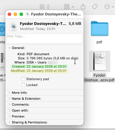Finder timestamps