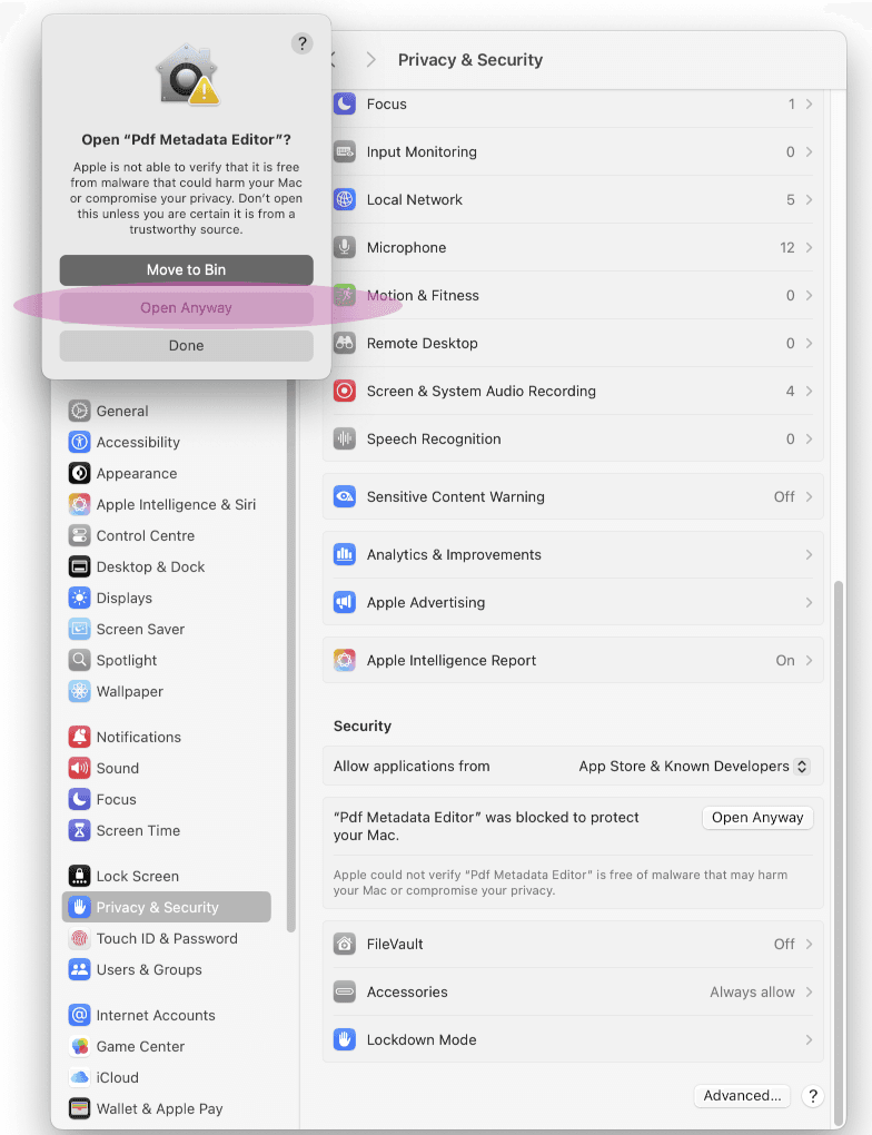 Open Anyway Dialog