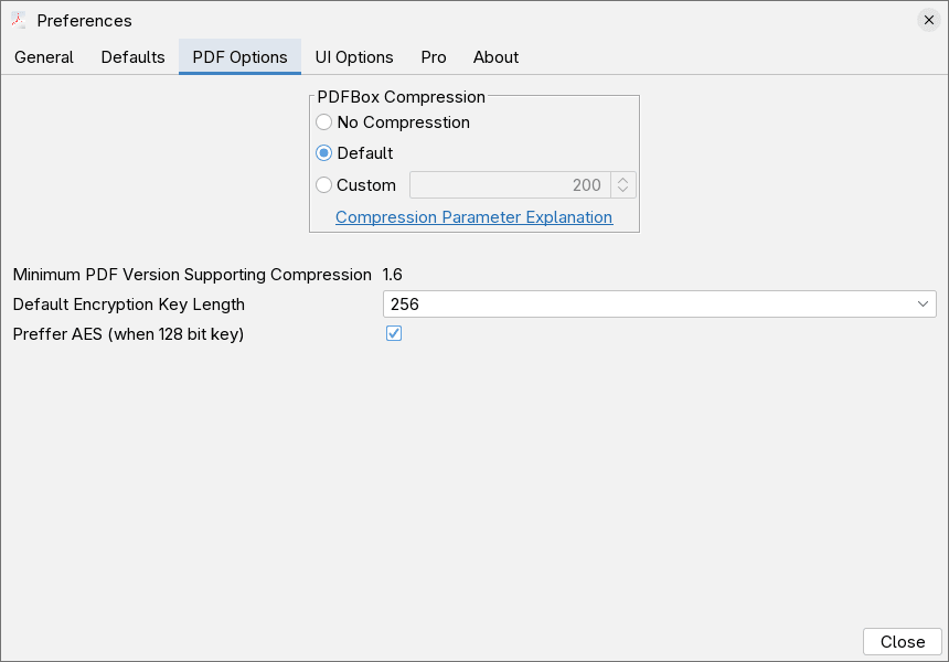 PDF Options
