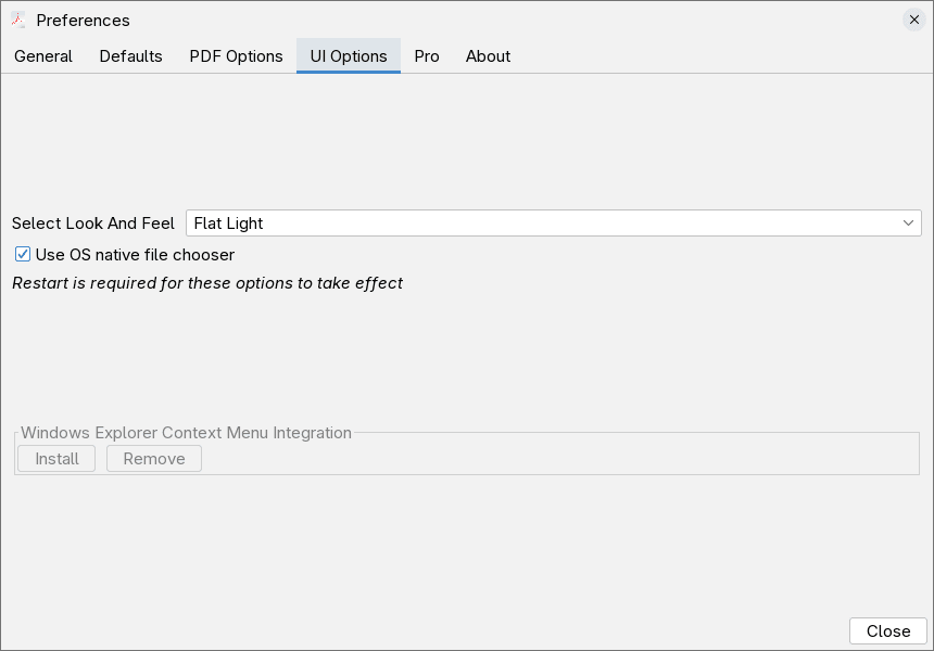 User Interface Options